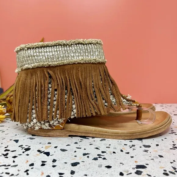 NEW Karma Of Charme x Free People Women’s Boho Fringe Tassel Sandals Sz 40