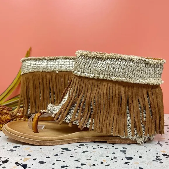 NEW Karma Of Charme x Free People Women’s Boho Fringe Tassel Sandals Sz 40