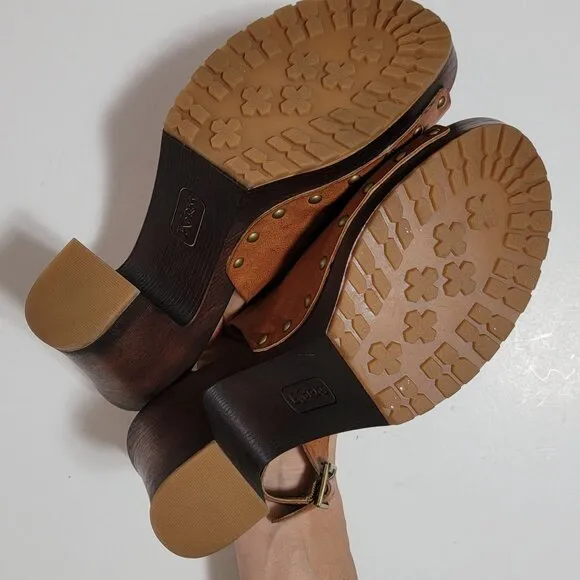 NEW Korks Arden Sandals Womens 11 Slingback Brown Retro Chic Peep Toe 70s Boho