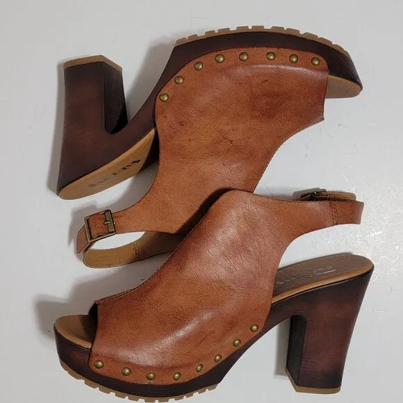 NEW Korks Arden Sandals Womens 11 Slingback Brown Retro Chic Peep Toe 70s Boho