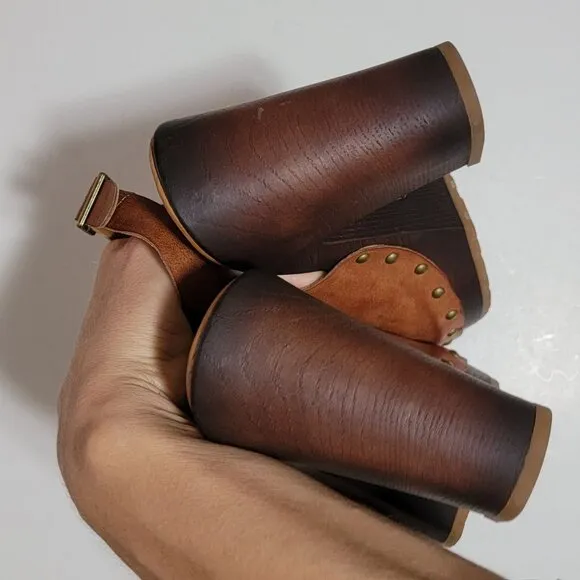 NEW Korks Arden Sandals Womens 11 Slingback Brown Retro Chic Peep Toe 70s Boho