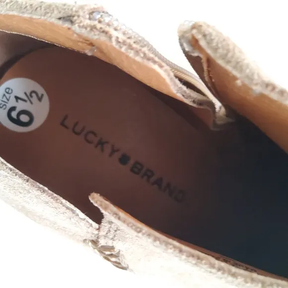 New Lucky Brand Women's Tan Suede Leather Wedge Ankle Boots Booties Size 6.5