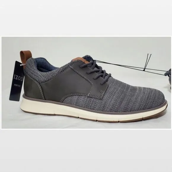 New Men Grey Casual Lace-Up Wingtip Shoes