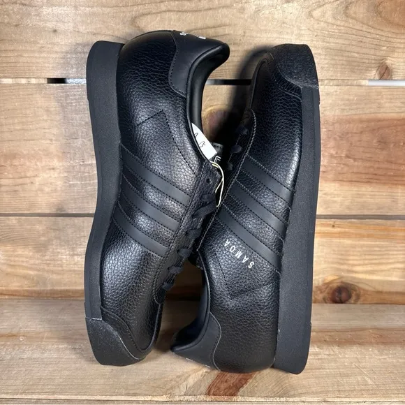 NEW Mens Sizes - Adidas Samoa Core Black Leather Low Top Lace Up Sneakers IG1817