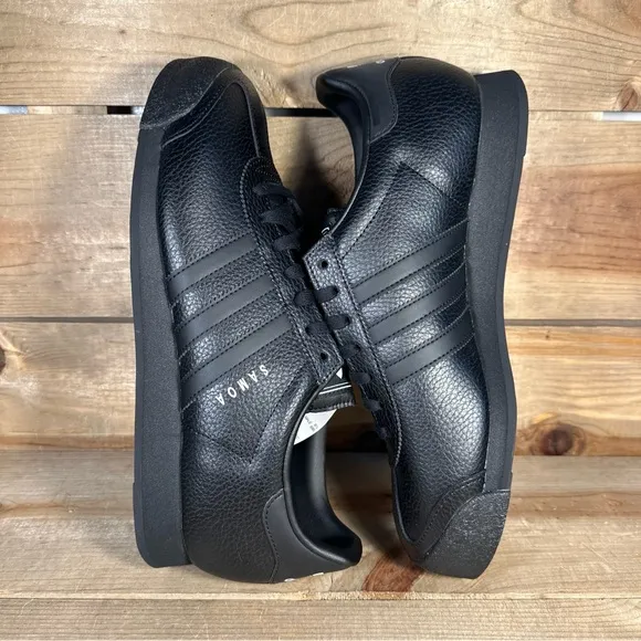 NEW Mens Sizes - Adidas Samoa Core Black Leather Low Top Lace Up Sneakers IG1817