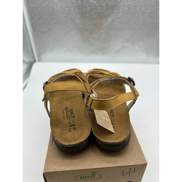 New Naot Patricia Leather Ankle Strap Sandals Marigold Boho EU 41 US 10-10.5