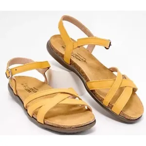 New Naot Patricia Leather Ankle Strap Sandals Marigold Boho EU 41 US 10-10.5