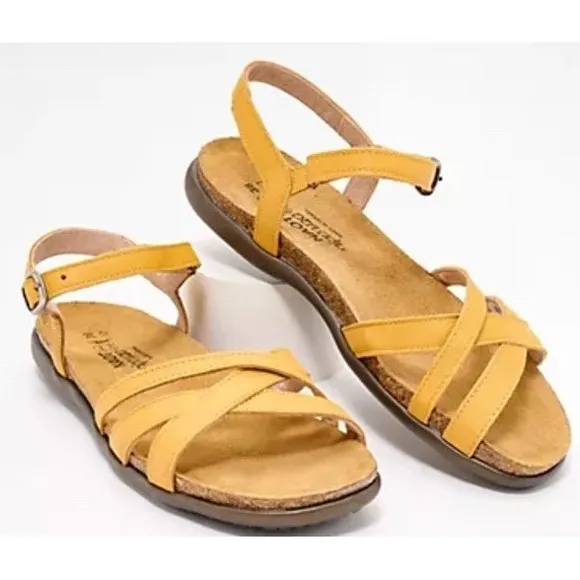 New Naot Patricia Leather Ankle Strap Sandals Marigold Boho EU 41 US 10-10.5