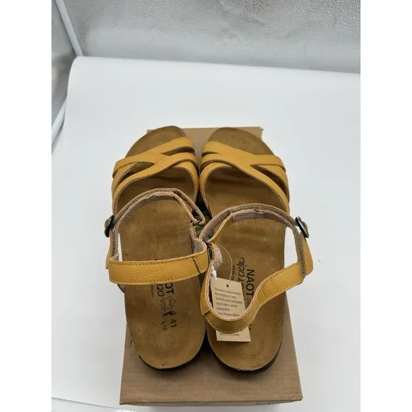 New Naot Patricia Leather Ankle Strap Sandals Marigold Boho EU 41 US 10-10.5