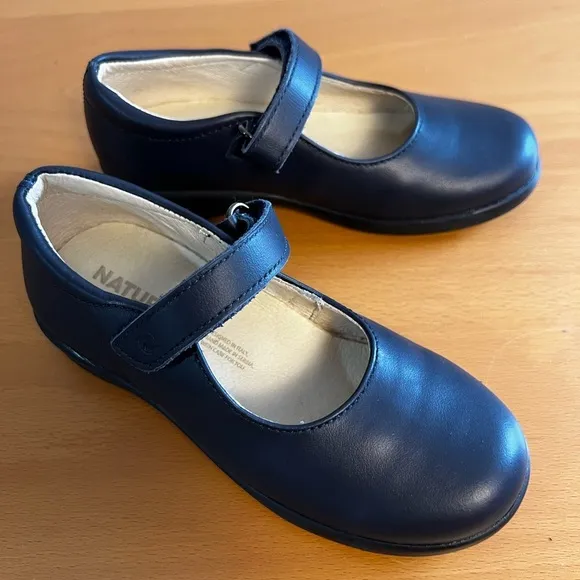 New Naturino Blue Leather Toddler Mary Jane Velcro Shoes sz 26 EU / 9.5 US