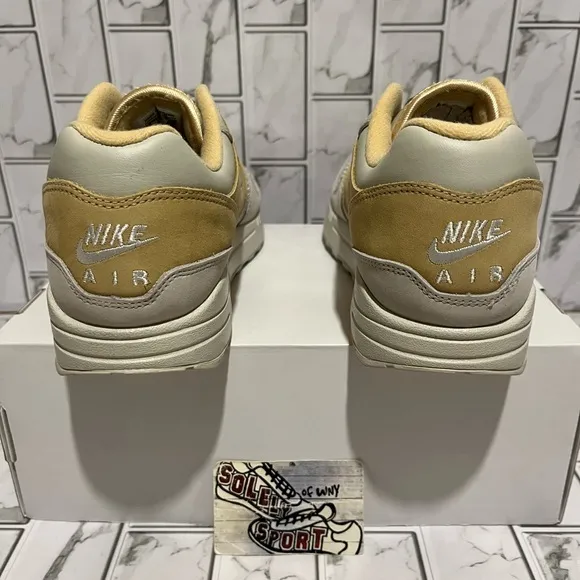 New Nike Air Max 1 Nike ID Custom Gold Brown Grey Shoes Leather Mens 10.5