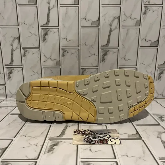 New Nike Air Max 1 Nike ID Custom Gold Brown Grey Shoes Leather Mens 10.5