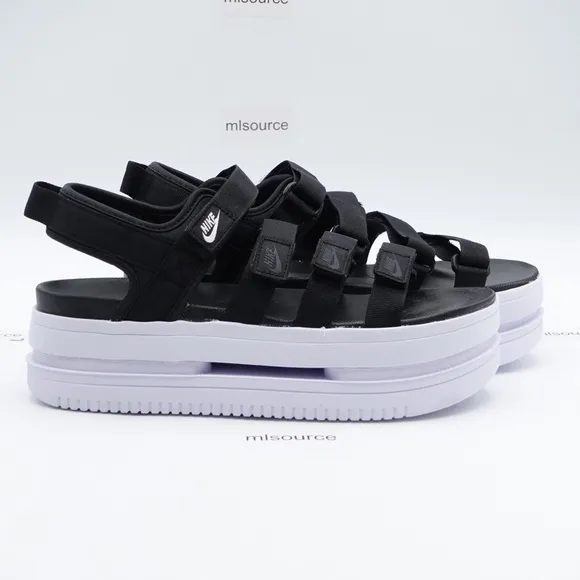 NEW Nike Icon Classic Platform Sandals DH0224-001 Black/White