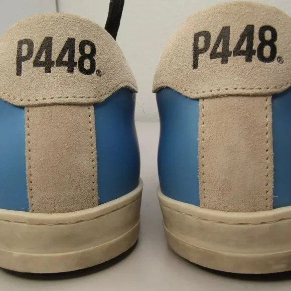 NEW P448 Womens John Low Top Sneaker Tennis Shoe Solaris Blue Leather Size 10.5