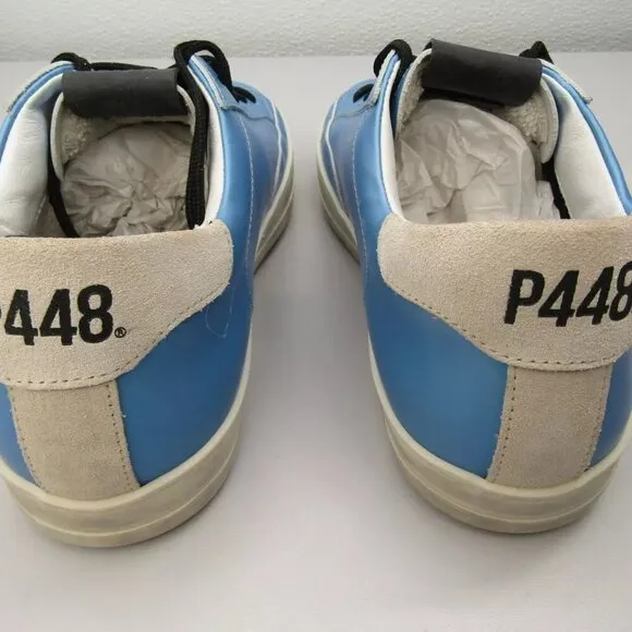 NEW P448 Womens John Low Top Sneaker Tennis Shoe Solaris Blue Leather Size 10.5