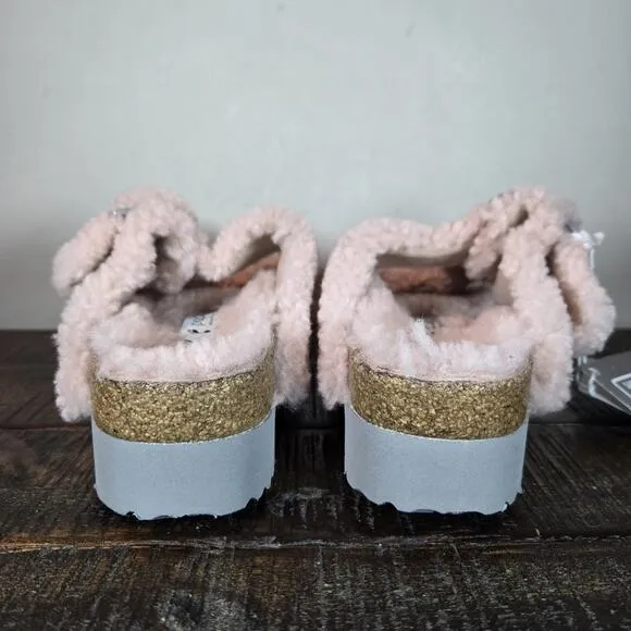 NEW Papillio by Birkenstock Arizona Shearling Womens Size 6 Sandals Slipper Pink