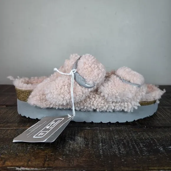 NEW Papillio by Birkenstock Arizona Shearling Womens Size 6 Sandals Slipper Pink