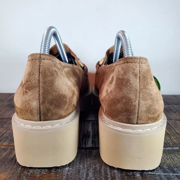 NEW Paul Green Loafer Womens Size 10 US Platform Heeled Shoes Brown Suede 7.5 UK