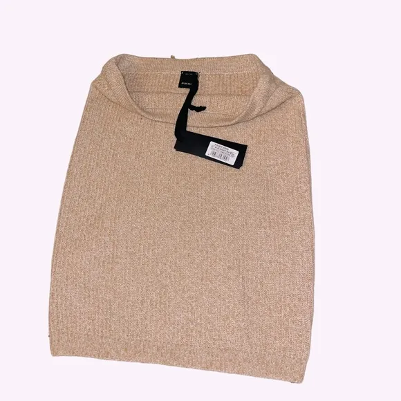 NEW PINKO Knitted Bodycon Cashmere Angora &amp; Wool Blend Tan Beige Skirt