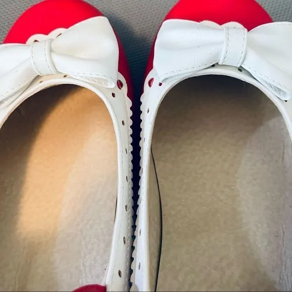 NEW Pixie Cove Retro Red &amp; White Bow Pin-Up Mary Jane Heels SZ 9 (closer to 8.5)