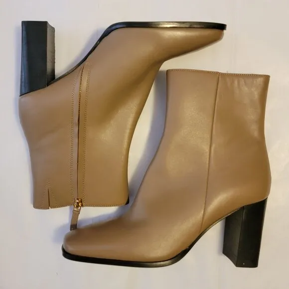 NEW Reiss Casey Square Toe Boots Womens 9.5 Beige Chic Modern Business Casual
