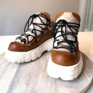 New Rock Tower Edgy Brown Chunky Platform Womens 39/8.5