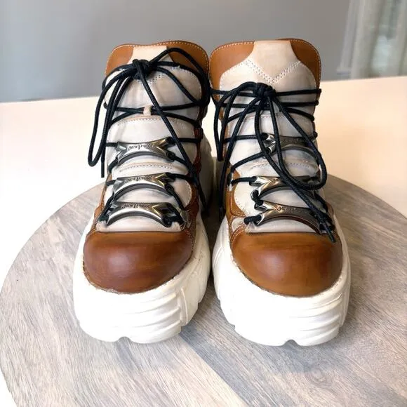 New Rock Tower Edgy Brown Chunky Platform Womens 39/8.5