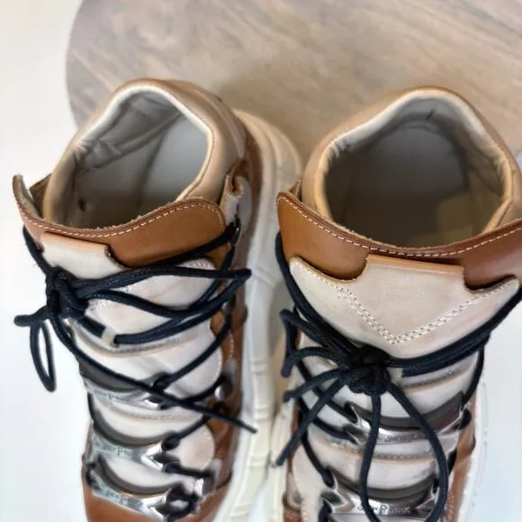 New Rock Tower Edgy Brown Chunky Platform Womens 39/8.5