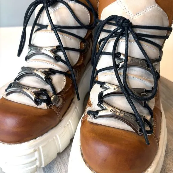 New Rock Tower Edgy Brown Chunky Platform Womens 39/8.5