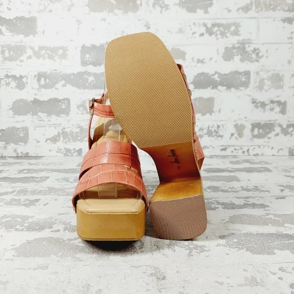 NEW Sam Edelman Rosalind Pink Leather Strappy Platform Block Heel Sandals i902