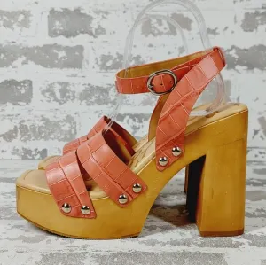 NEW Sam Edelman Rosalind Pink Leather Strappy Platform Block Heel Sandals i902