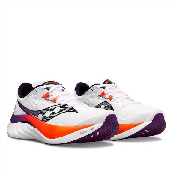 NEW SAUCONY women's endorphin speed 4 shoes in white/orange