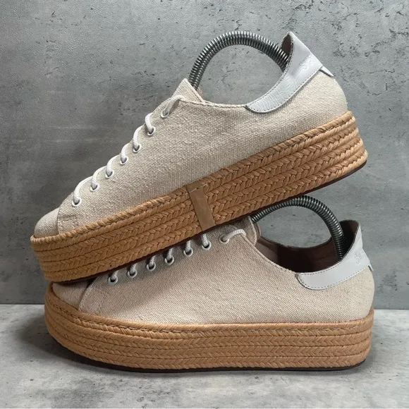 NEW Schutz Clover Espadrille Platform Shoes Womens‎ Sneaker White Tan Size 10B