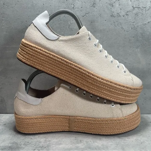 NEW Schutz Clover Espadrille Platform Shoes Womens‎ Sneaker White Tan Size 10B