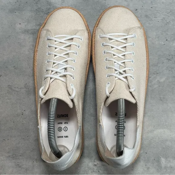NEW Schutz Clover Espadrille Platform Shoes Womens‎ Sneaker White Tan Size 10B