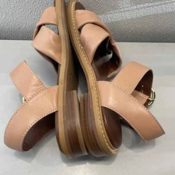 NEW SEE BY CHLOE Womens Lyna Sandals US10 Crisscross Ankle Strap Flat SB36031A