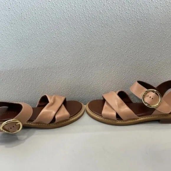 NEW SEE BY CHLOE Womens Lyna Sandals US10 Crisscross Ankle Strap Flat SB36031A
