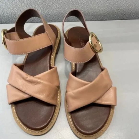 NEW SEE BY CHLOE Womens Lyna Sandals US10 Crisscross Ankle Strap Flat SB36031A