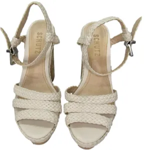 NEW SHUTZ Womens Platform Braided Strap Sandal Adjustable, Leather, Size 5.5