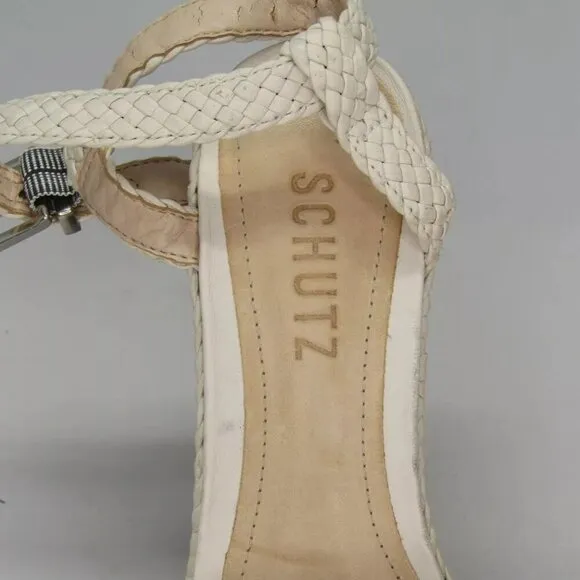 NEW SHUTZ Womens Platform Braided Strap Sandal Adjustable, Leather, Size 5.5
