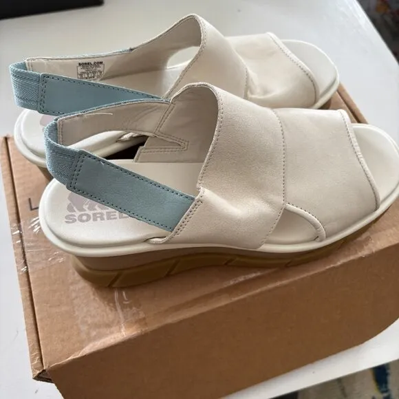 NEW | Sorels Joanie III Slingback Ivory Wedge Sandals Womens 10