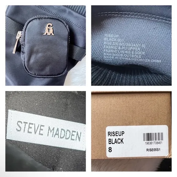 New! STEVE MADDEN RiseUp Zip Pocket Nylon Platform Ankle Boots