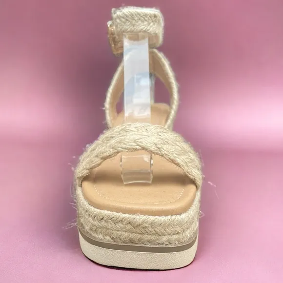 New Straw Style! Soda Shoes Swing Natural Raffia Ankle Strap Platform Wedge Heel