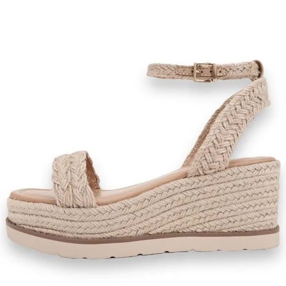 New Straw Style! Soda Shoes Swing Natural Raffia Ankle Strap Platform Wedge Heel