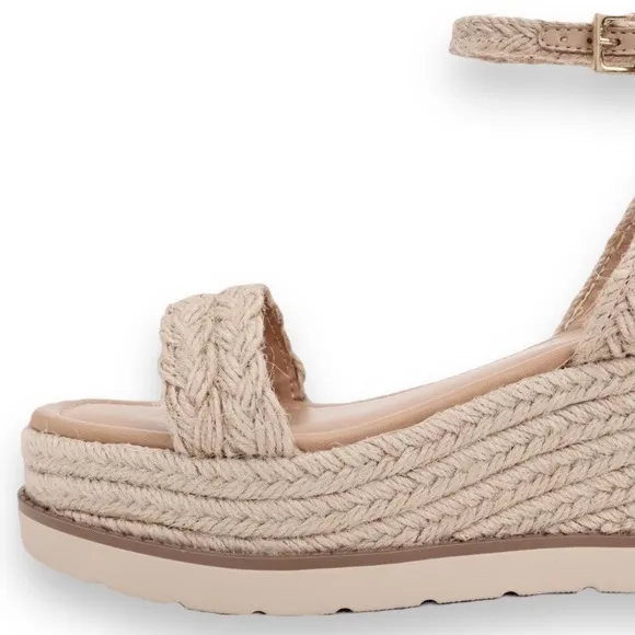 New Straw Style! Soda Shoes Swing Natural Raffia Ankle Strap Platform Wedge Heel