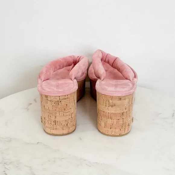 NEW Veronica Beard Geno Cork Platform Wedge Sandals Dragonfruit Pink Size 9