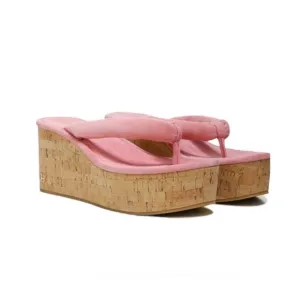 NEW Veronica Beard Geno Cork Platform Wedge Sandals Dragonfruit Pink Size 9