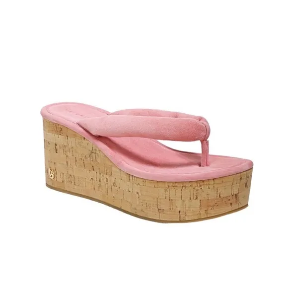 NEW Veronica Beard Geno Cork Platform Wedge Sandals Dragonfruit Pink Size 9