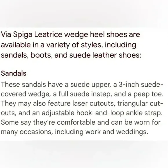 New Via Spiga Wedge Heel Sandals NWOT Brown Cognac Leather Suede
