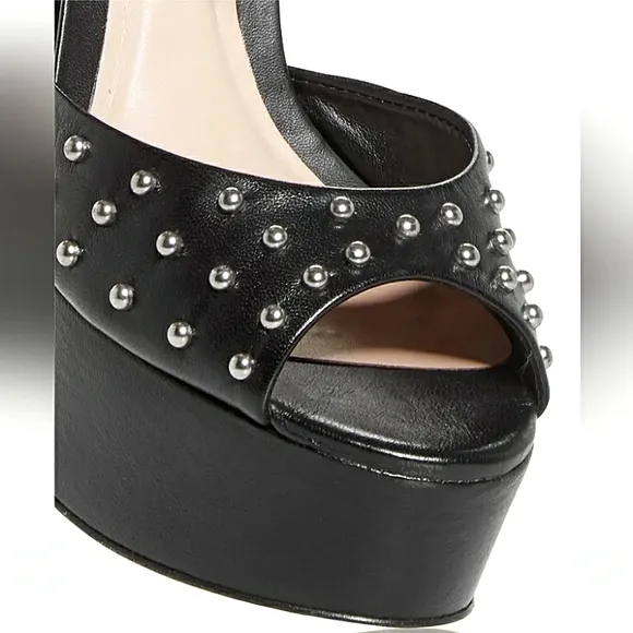 New w/o Box Aqua Cullen Genuine Leather Ankle Strap Platform Studded Sandals